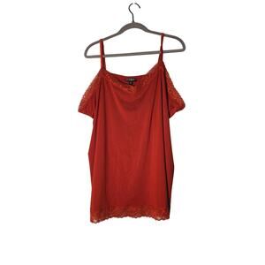 Women's Plus 3XL Y2K Lace Red Camisole Cami Top Layering Casual Bella Undershirt